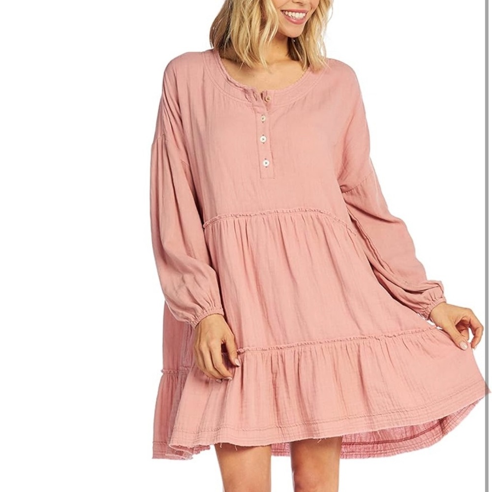 New Mud Pie Kynlee Dress Rose Pink Women’s Large Crinkle Cotton Gauze - Picture 6 of 10